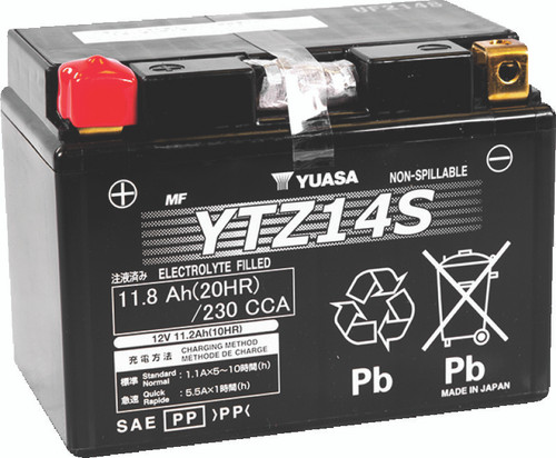 Yuasa Battery YUAM72Z14 - Yuasa YTZ14S Maintenance Free AGM 12-Volt Battery