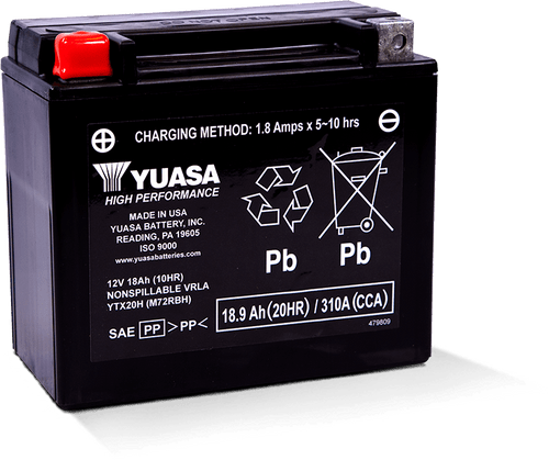 Yuasa Battery YUAM72RBH - Yuasa YTX20H Maintenance Free AGM 12 Volt Battery
