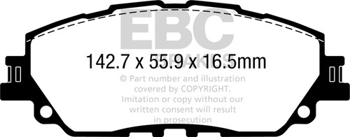 EBC UD2076 - 19+ Lexus ES300H 2.5L Hybrid Ultimax Front Brake Pads
