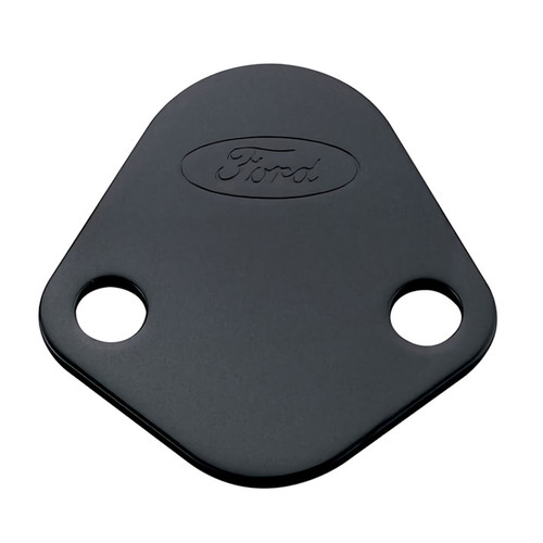 Ford Racing 302-291 - Fuel Pump Block Off Plate - Black Crinkle Finish w/ Ford Oval