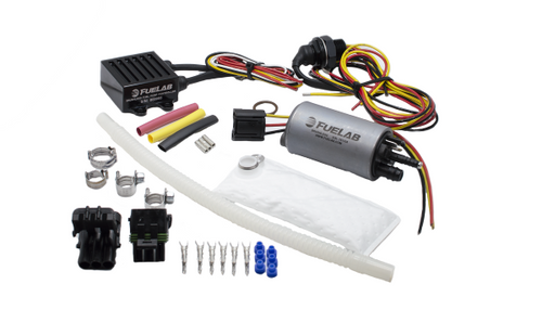 Fuelab 25304 - 350lph In-Tank Brushless Fuel Pump with 9mm Barb and 6mm Barb Siphon 72002 Controller 74101 Feed Thru Pre-Filter Wire Lead Harness