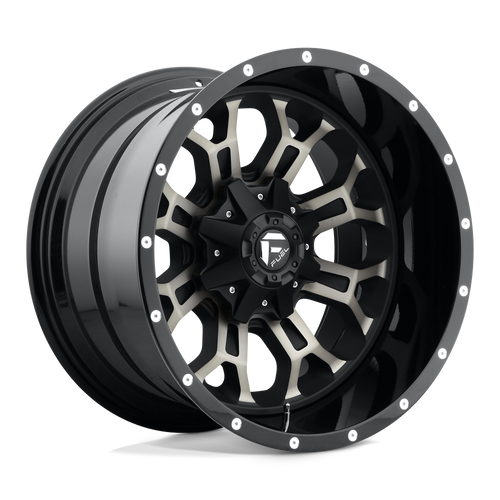 Fuel Wheels D56120909850 - Aluminum Wheels 20X9 Crush D561 6 On 135/6 On 139.7 Gloss Black Double Dark Tint Machined Face 106.4 Bore 1 Offset 8 Spoke Fuel Off Road Wheels