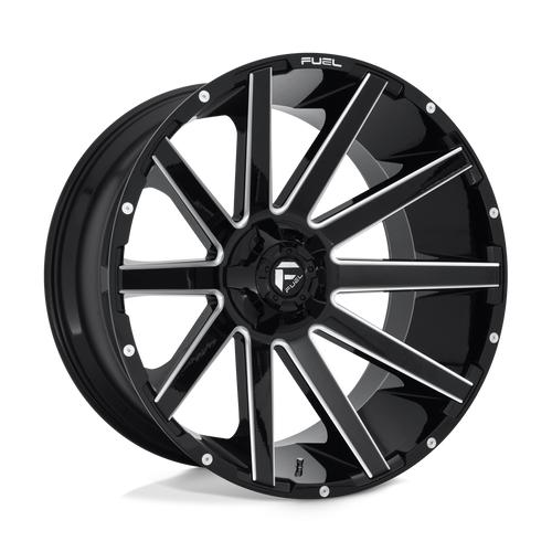 Fuel Wheels D61524209847 - Aluminum Wheels 24X12 Contra D615 6 On 135/6 On 139.7 Gloss Black Milled 106.3 Bore -44 Offset Multi Spoke Fuel Off Road Wheels