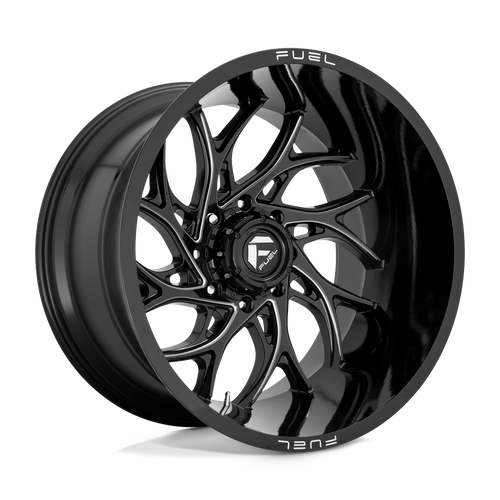 Fuel Wheels D74122828D - Dually Wheels 22X8.25 Runner Dually D741 8 On 165.1 Gloss Black Milled 121.6 Bore 105 Offset 8 Spoke Front Dually Fuel Off Road Wheels