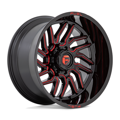 Fuel Wheels D80820901850 - Aluminum Wheels 20X9 Hurricane D808 8 On 180 Gloss Black/Red Milled 124.2 Bore 1 Offset Fuel Off Road Wheels
