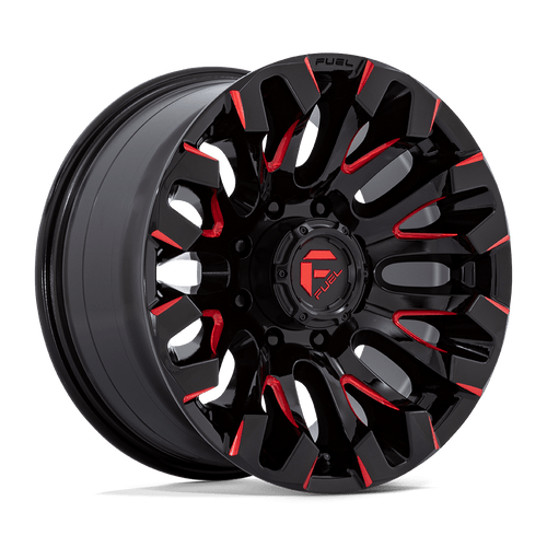 Fuel Wheels D82918908250 - Aluminum Wheels 18X9 Quake D829 8 On 165.1 Gloss Black Milled Red 125.1 Bore 1 Offset Fuel Off Road Wheels