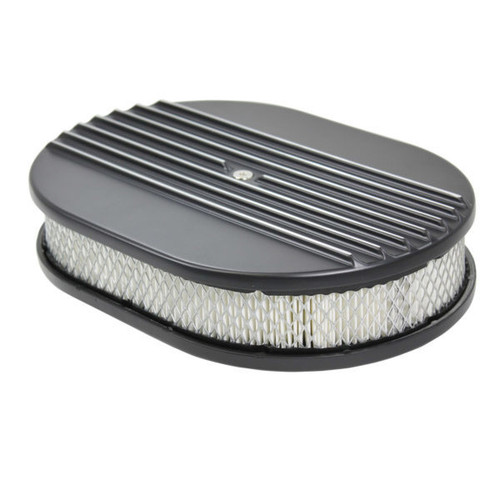 SPC Performance 6490BK - Air Cleaner Kit  12in X 2in Oval Half Finned Top