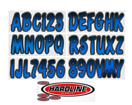 Hardline BLBKG200 - Boat Lettering Registration Kit 3 in. - 200 Blue/Black