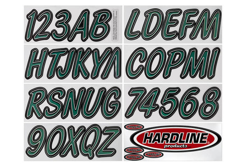 Hardline TEBKG400 - Boat Lettering Registration Kit 3 in. - 400 Forest green/Black