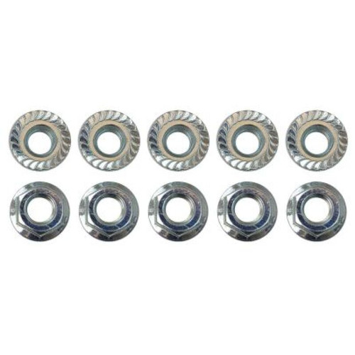 Moroso 38834 - Zinc Serrated Flange Nuts - M8 X 1.25 (10 Pack)