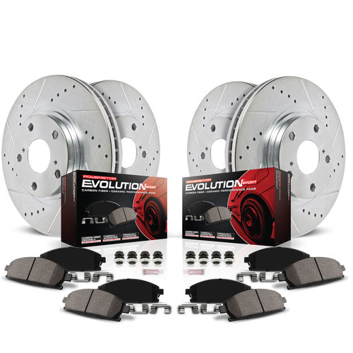PowerStop K8807 - Z23 Daily Driver Carbon-Fiber Ceramic Brake Pad and Drilled/Slotted Rotor Kit
