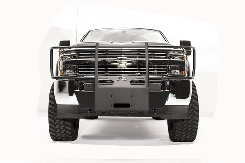 Fab Fours GM15-N3070-1 - Winch Mount; 2 Stage Black Powder Coated; w/Full Grill Guard;