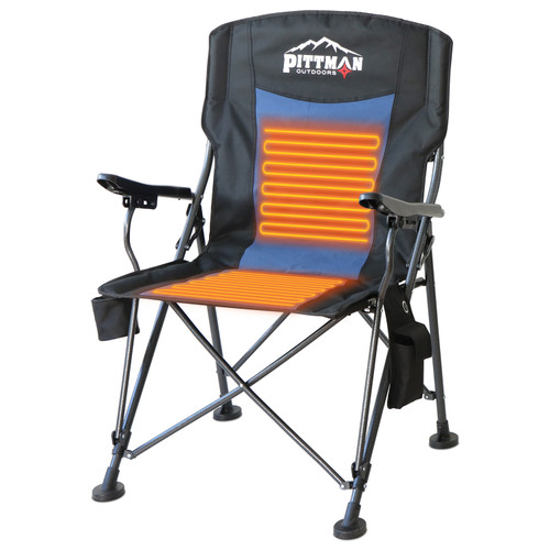 Airbedz PPI-HEAT_CHR - Pittman Outdoors Heated Camping Chair - Black/Blue