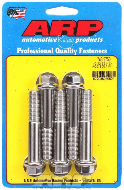 ARP 745-2750 - 1/2-20 in. Thread, 2.75 in Stainless Steel 300 Bolts - Set of 5