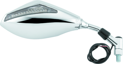 BikeMaster 600298 - Universal Mirror with Integrated Turn Signals 10mm - Pair - Chrome
