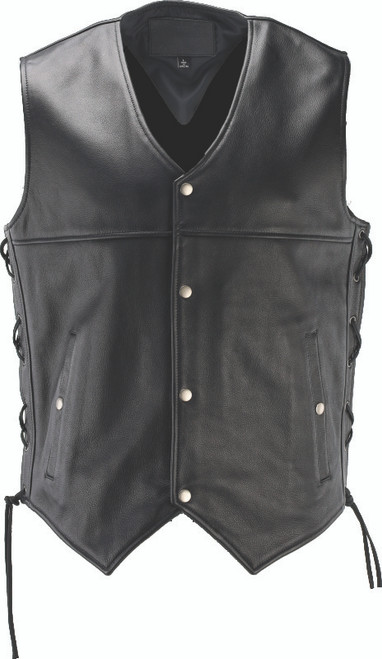 Kuryakyn 094432 - Leather By River Road Old Skool Leather Vest Black - Medium
