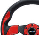 NRG RST-001RD - Reinforced Steering Wheel (320mm) Blk w/Red Trim & 5mm 3-Spoke