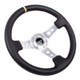 NRG RST-006SL-Y - Reinforced Steering Wheel (350mm / 3in. Deep) Blk Leather w/Circle Cut Spokes & Single Yellow CM