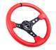 NRG RST-006S-RR - Reinforced Steering Wheel (350mm / 3in. Deep) Red Suede w/Blk Circle Cutout Spokes