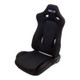 NRG RSC-800L/R - Sport Seats (Pair) Cloth w/ Logo &  Arrow Cushion Imprint - Black w/Red Stitch