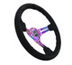 NRG RST-018S-MCBS - Reinforced Steering Wheel (350mm / 3in. Deep) Blk Suede/Blk Stitch w/Neochrome Slits