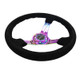 NRG RST-018S-MCBS - Reinforced Steering Wheel (350mm / 3in. Deep) Blk Suede/Blk Stitch w/Neochrome Slits