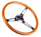 NRG RST-360SL - Reinforced Steering Wheel (360mm) Classic Wood Grain w/Chrome Cutout 3-Spoke Center