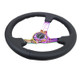 NRG RST-018R-MCBS - Reinforced Steering Wheel (350mm / 3in. Deep) Blk Leather/Blk Stitch w/Neochrome Slits