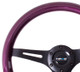 NRG ST-015BK-PP - Classic Wood Grain Steering Wheel (350mm) Purple Pearl/Flake Paint w/Black 3-Spoke Center