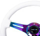 NRG ST-015MC-WT - Classic Wood Grain Steering Wheel (350mm) White Paint Grip w/Neochrome 3-Spoke Center