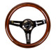 NRG ST-310BRB-BK - Classic Wood Grain Steering Wheel (310mm) Dark Wood & Black Line Inlay w/Blk Chrome 3-Spoke Ctr