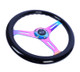 NRG ST-015MC-BK - Classic Wood Grain Steering Wheel (350mm) Black Paint Grip w/Neochrome 3-Spoke Center