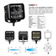 Go Rhino 750400321SCF -  Blackout-3x3 Cube LED Spot Light Kit- Flush Mount - Black