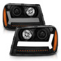 Anzo 111390 - 2006-2009 Chevrolet Trailblazer Projector Headlights w/ Plank Style Design Black w/ Amber