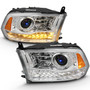 Anzo 111440 - 2009-2018 Dodge Ram 1500 Projector Plank Style Switchback H.L Halo Chrome Amber (OE Style)