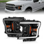 Anzo 111467 - 2018-2019 Ford F-150 Projector Plank Style H.L. Black Amber (Without Switchback)