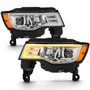 Anzo 111419 - 2017-2018 Jeep Grand Cherokee Projector Headlights w/ Plank Style Switchback - Chrome w/ Amber