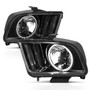 Anzo 121033 - 2005-2009 Ford Mustang Crystal Headlights w/ Halo Black (CCFL)