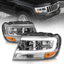 Anzo 111538 - 1999-2004 Jeep Grand Cherokee Crystal Headlights w/ Light Bar Chrome Housing