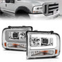 Anzo 111552 - 99-04 Ford F250/F350/F450/Excursion (excl 99) Projector Headlights - w/Light Bar Chrome Housing