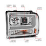 Anzo 111552 - 99-04 Ford F250/F350/F450/Excursion (excl 99) Projector Headlights - w/Light Bar Chrome Housing