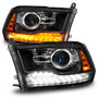 Anzo 111609 - 09-18 Dodge Ram 1500/2500/3500 LED Plank Style Headlights Switchback + Sequential - Matte Black