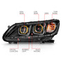 Anzo 121492 - 2013-2015 Honda Accord Projector Headlights w/ U-Bar Black
