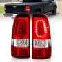 Anzo 311329 - 2003-2006 Chevy Silverado 1500 LED Taillights Plank Style Chrome With Red/Clear Lens