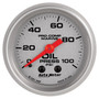 AutoMeter 200790-33 - Marine Silver Oil Pressure 2 1/16in 100 psi Mechanical Gauge