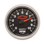 AutoMeter 3697-00406 - Gauge Tachometer 3-3/8in. 10K RPM In-Dash Chevy Red Bowtie Black