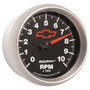 AutoMeter 3697-00406 - Gauge Tachometer 3-3/8in. 10K RPM In-Dash Chevy Red Bowtie Black