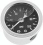 Bikers Choice 496456 - 0-100 PSI Oil Pressure Gauge Carbon Face Stainless Bezel Liquid Filled Univ Custom