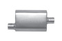 Gibson BM0101 - MWA Superflow Offset/Center Oval Muffler - 4x9x14in/2.5in Inlet/2.5in Outlet - Stainless