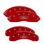 MGP 10119SFRDRD - 4 Caliper Covers Engraved Front & Rear Oval logo/Ford Red finish silver ch